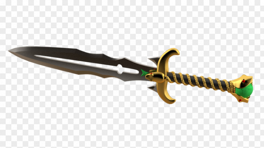 Gold Three-dimensional Figure 3 Bowie Knife Dagger Ranged Weapon PNG