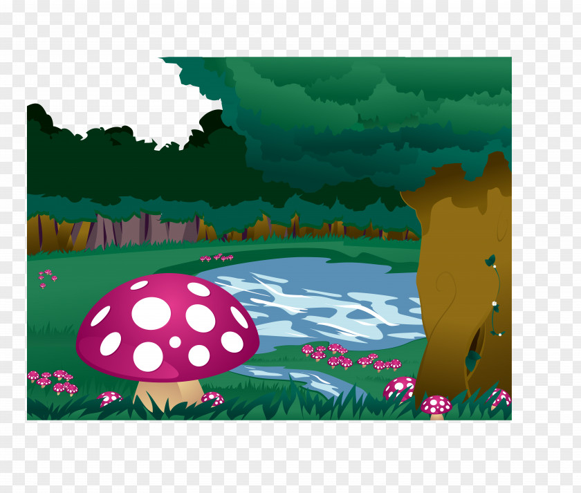 Vector Woods Mushrooms Forest Clip Art PNG