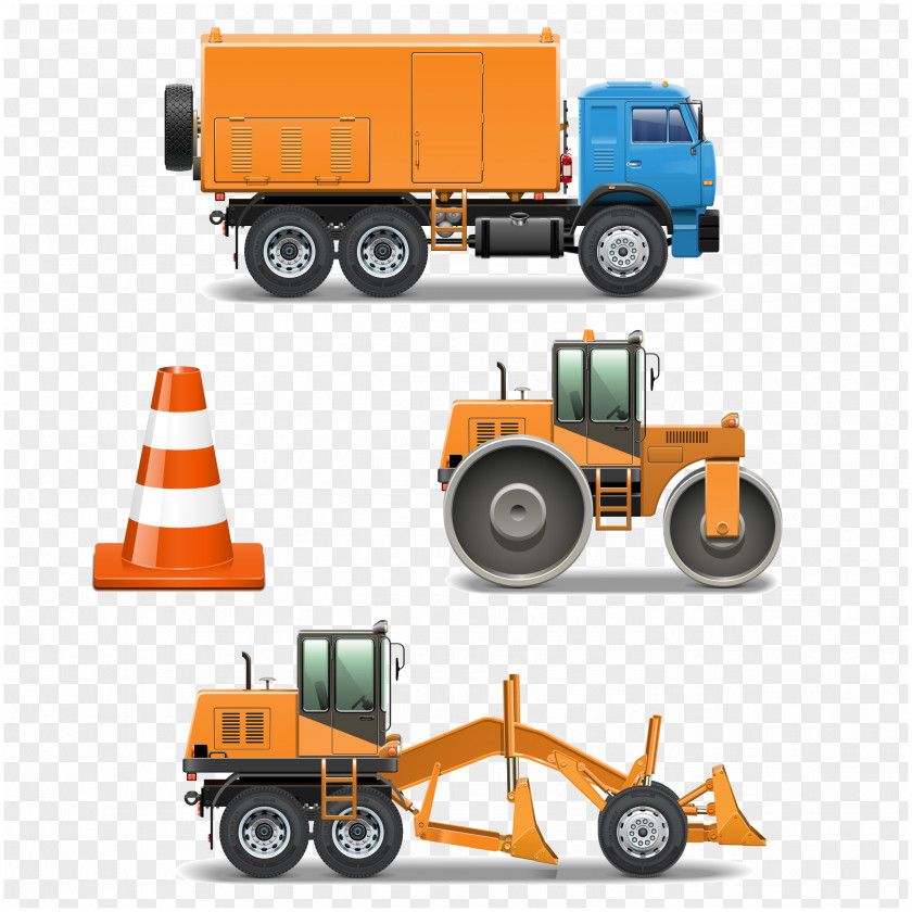 Compactor Trucks Bulldozers Road Architectural Engineering Euclidean Vector Illustration PNG