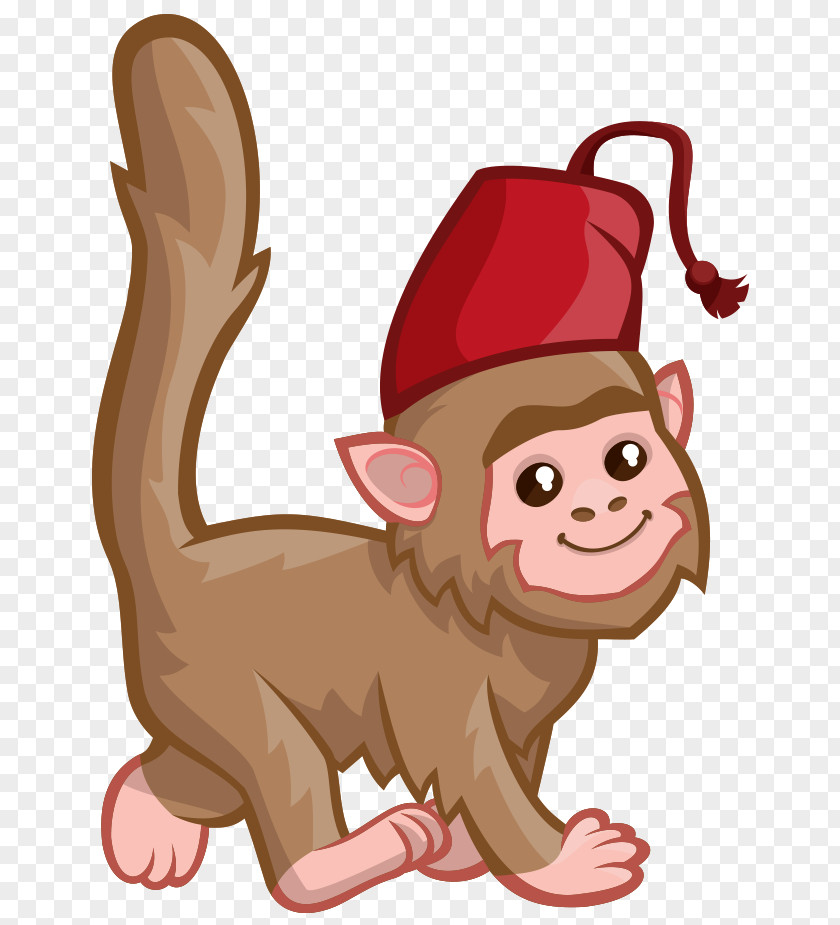 Hand-painted Cartoon Cute Monkey Wearing A Hat Drawing Clip Art PNG