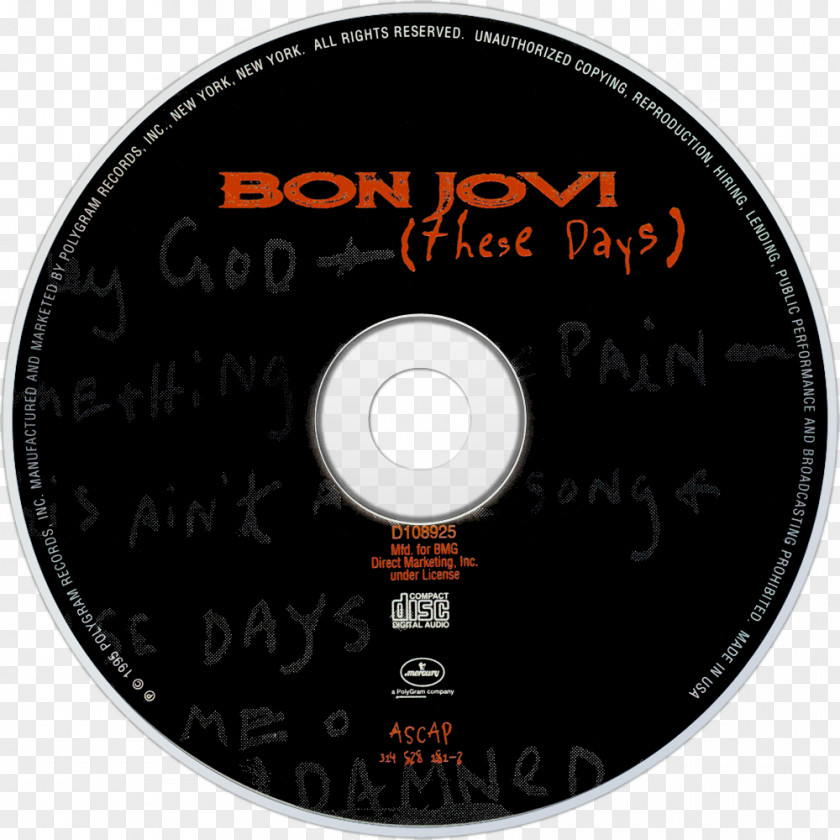 These Days Compact Disc 100,000,000 Bon Jovi Fans Can't Be Wrong This Ain't A Love Song PNG