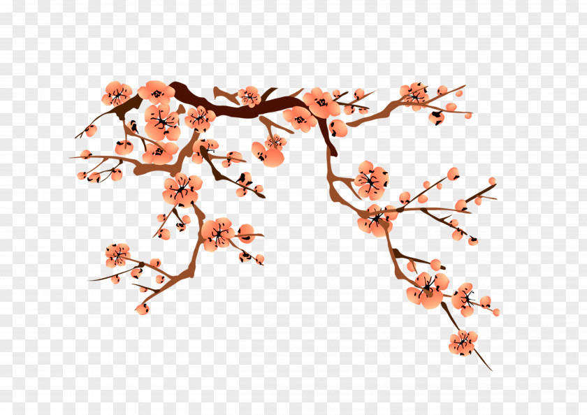 Plum Chinese Painting Blossom Inkstick PNG
