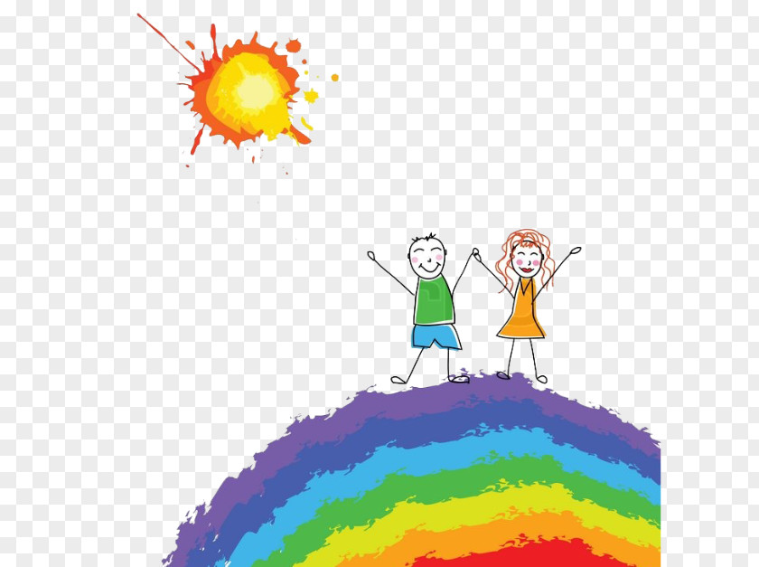 Rainbow Children Drawing Clip Art PNG