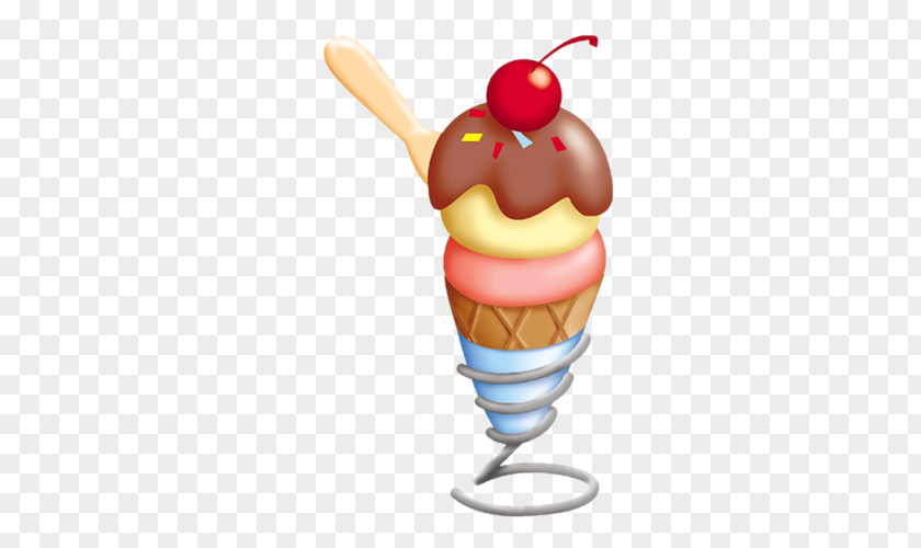 Ice Cream Chocolate Sundae Cone PNG