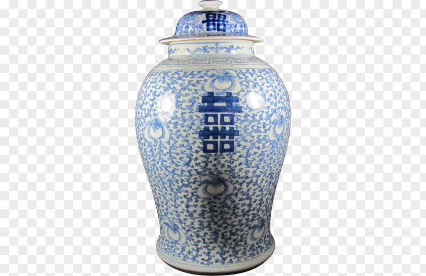 Vase Urn Blue And White Pottery Ceramic Cobalt PNG
