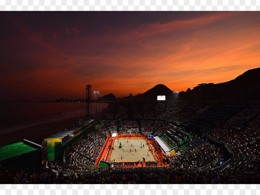 Sunset Rio De Janeiro 2016 Summer Olympics Olympic Games Beach Volleyball Arena Copacabana Stadium PNG