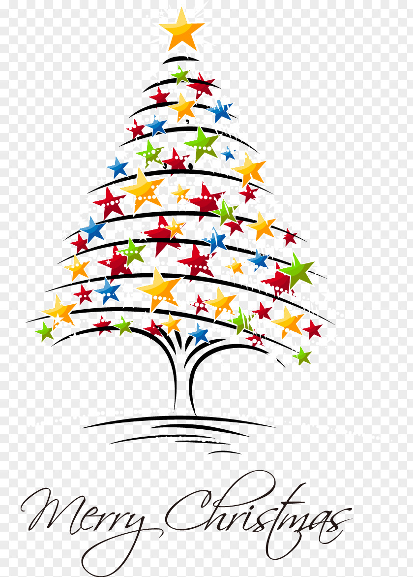 Vector Pentagram Christmas Tree Royal Message Card Greeting PNG