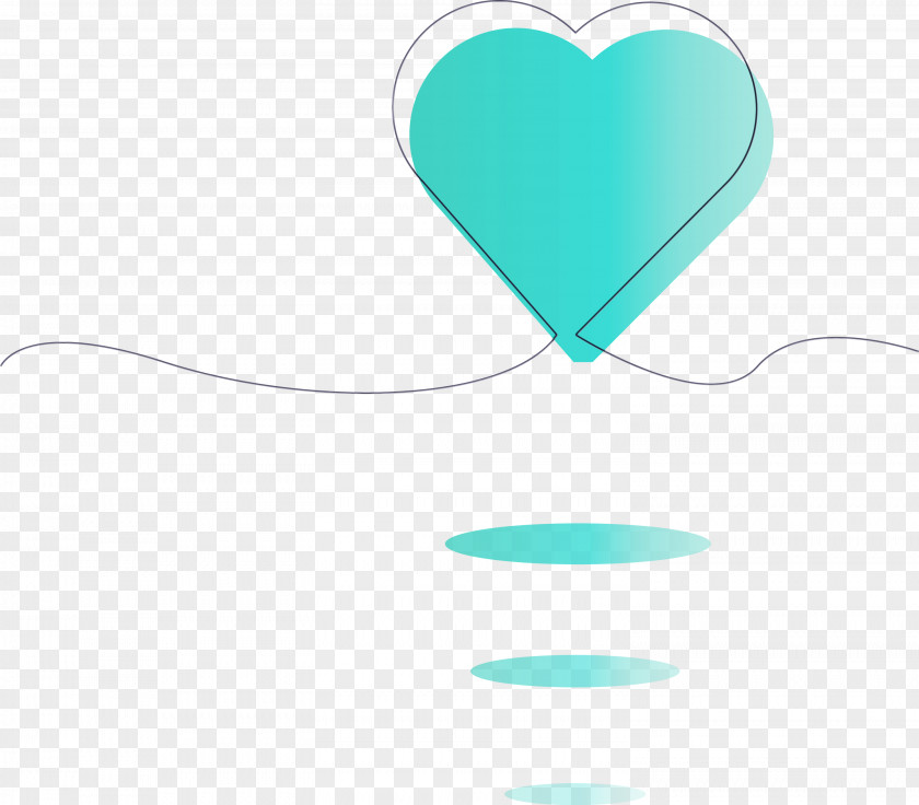 Aqua Turquoise Teal Heart Line PNG