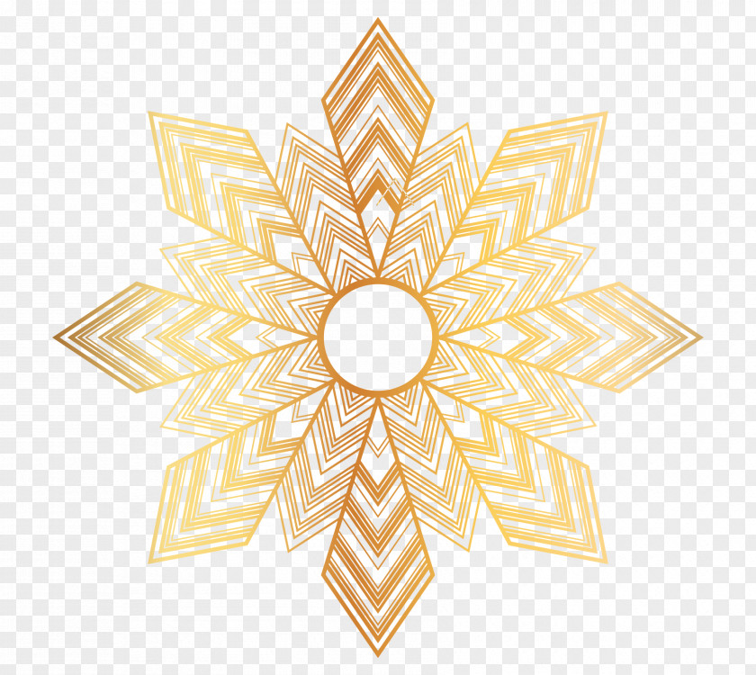 Golden Retro Snowflake Shape Vector Schema PNG