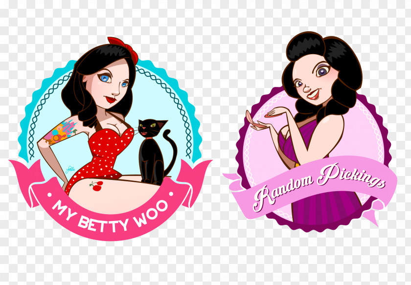 Chic Style Clothing Accessories Logo Illustration Pin-up Girl Font PNG