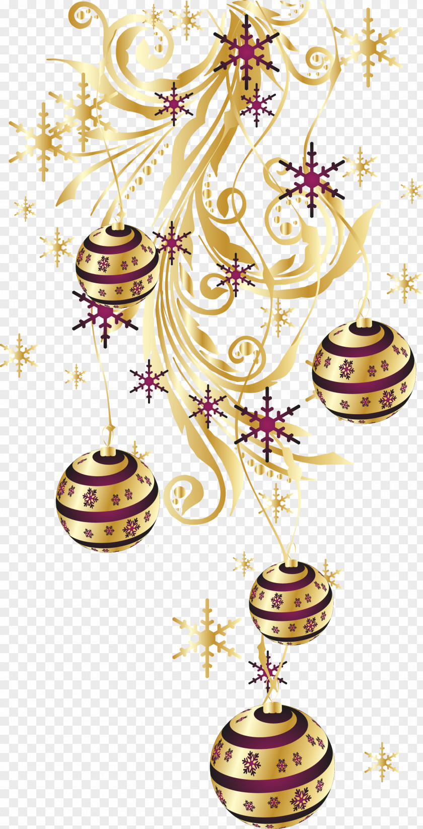 Golden Christmas Ornament New Year Clip Art PNG