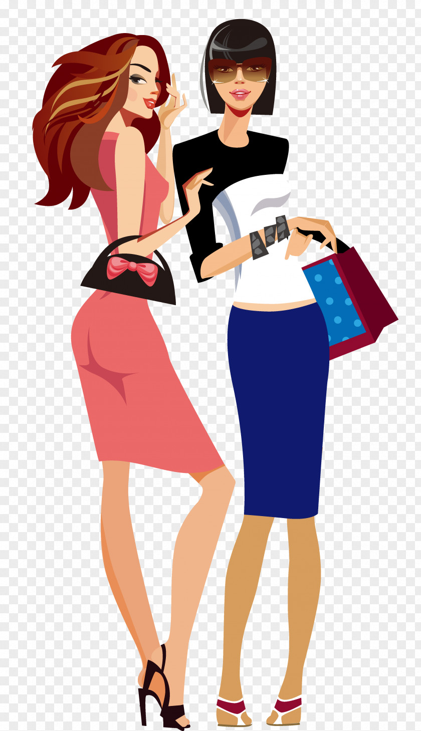 Fashion Shopping Girl PNG Girl, Creative Business People, two women illustration clipart PNG