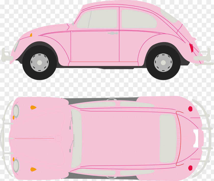 Cute Pink Beetle Car Vector Volkswagen New Automotive Design PNG