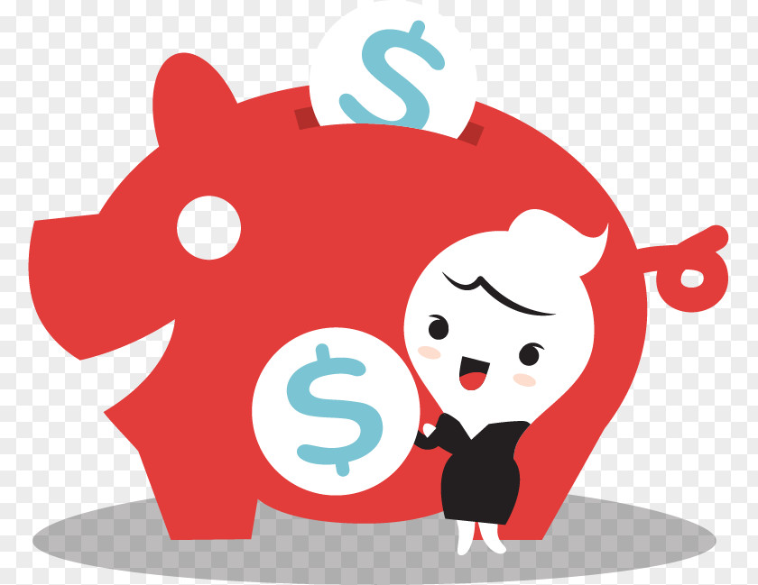 Flat Person Piggy Bank Saving Money Illustration PNG