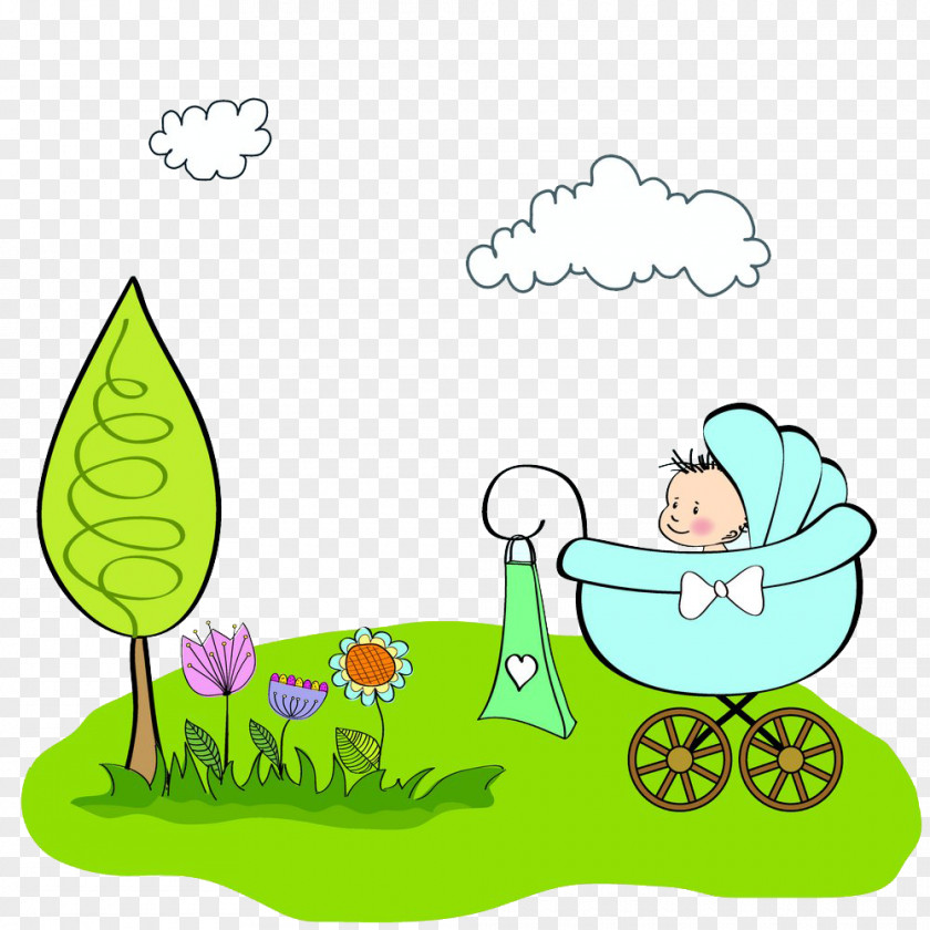 HD Baby Stroller Inside The Buckle-free Material Infant Boy Illustration PNG