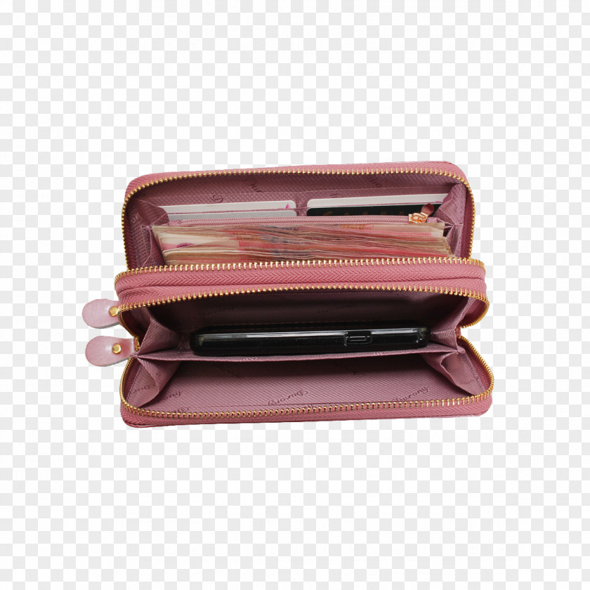 Pink Long Wallet Handbag Tourism Leather PNG
