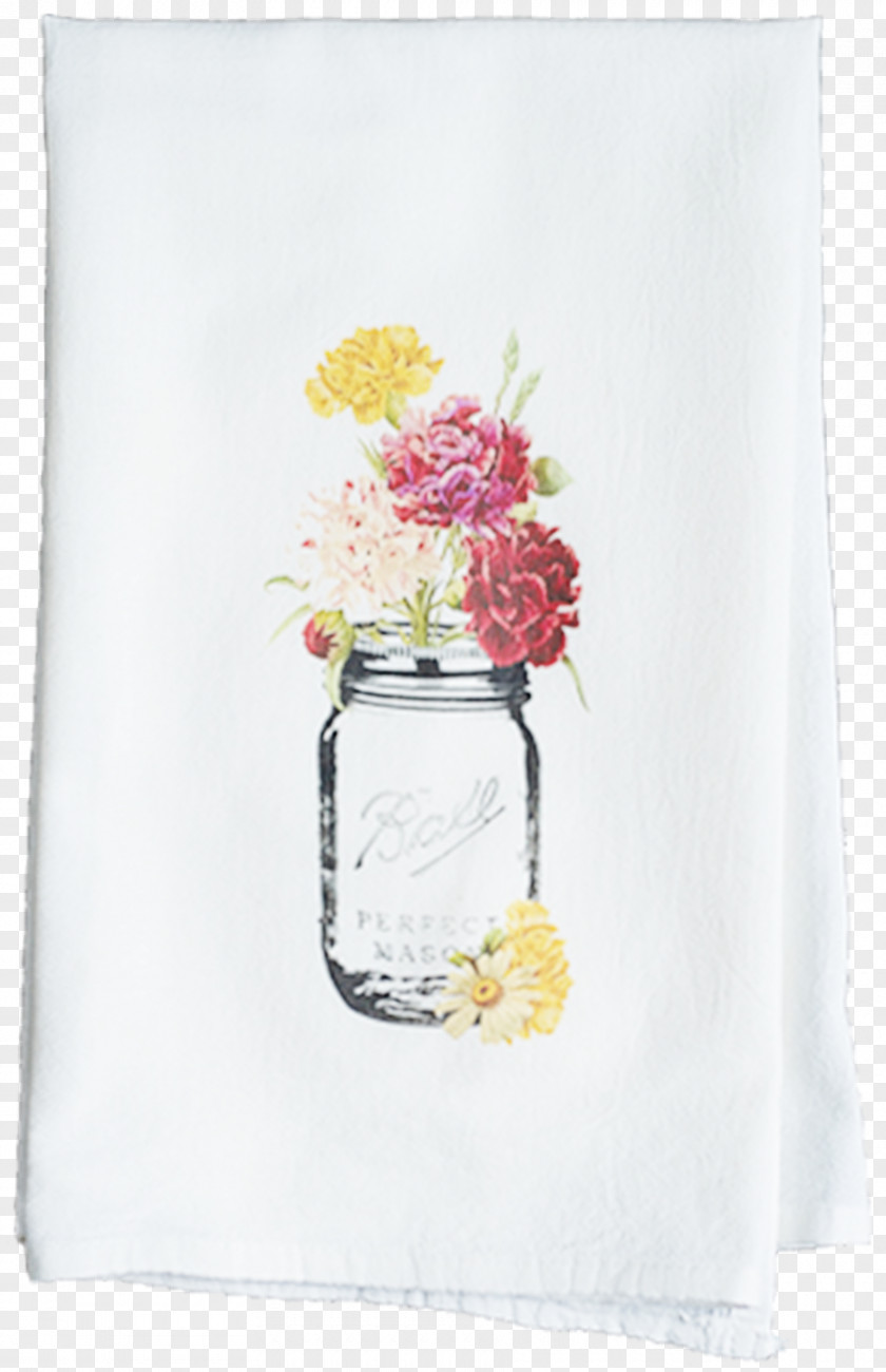 Flour Sack Towel Mason Jar Vase Drap De Neteja Floral Design PNG