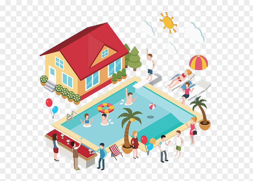 Swimming Pool And House PNG