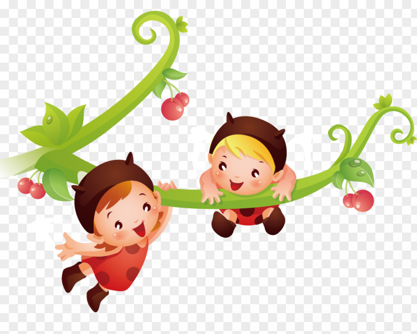 Children Playing On A Tree Branch Vertebrate Cartoon Text Character Illustration PNG