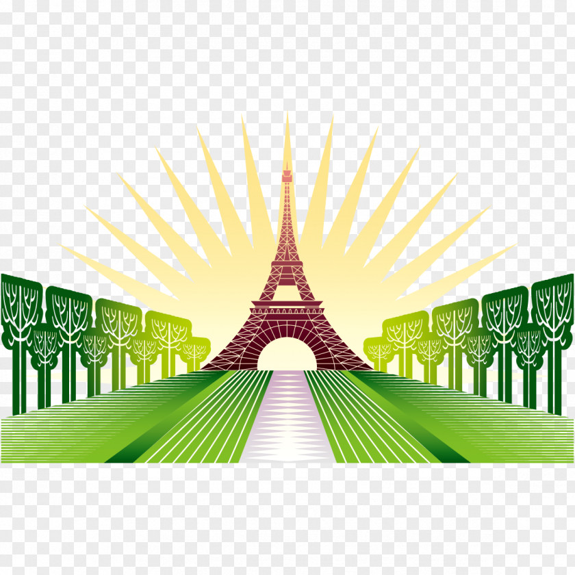 Tower Road Eiffel Cartoon Landmark Landscape PNG