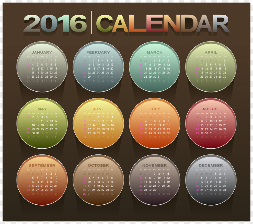2016 Calendar Cliparts Date Clip Art PNG