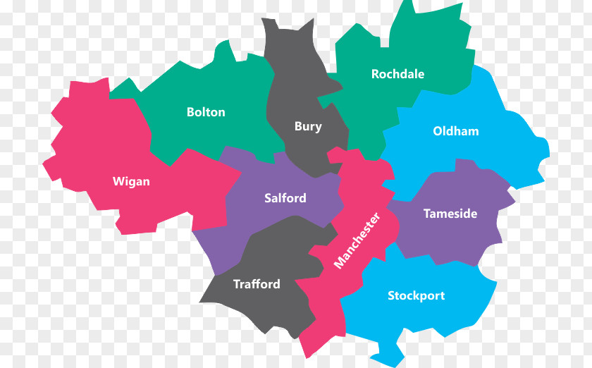 Map Greater Manchester Statutory City Region Bolton Image PNG
