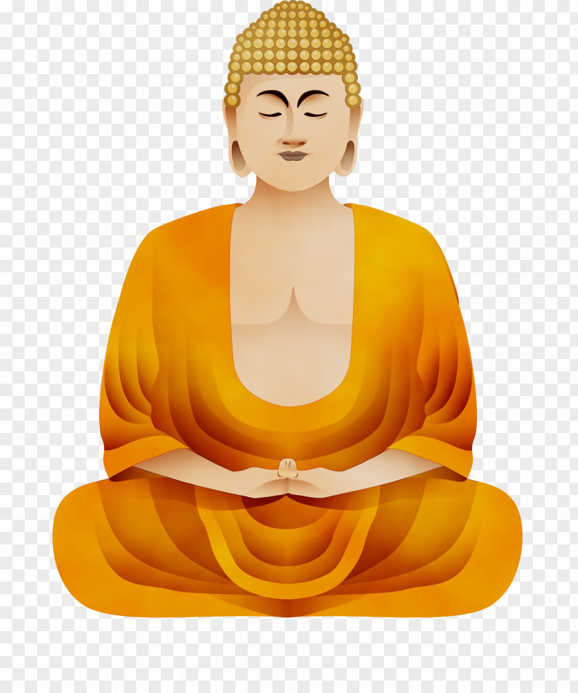 Meditation Yellow Guru Statue Monk PNG