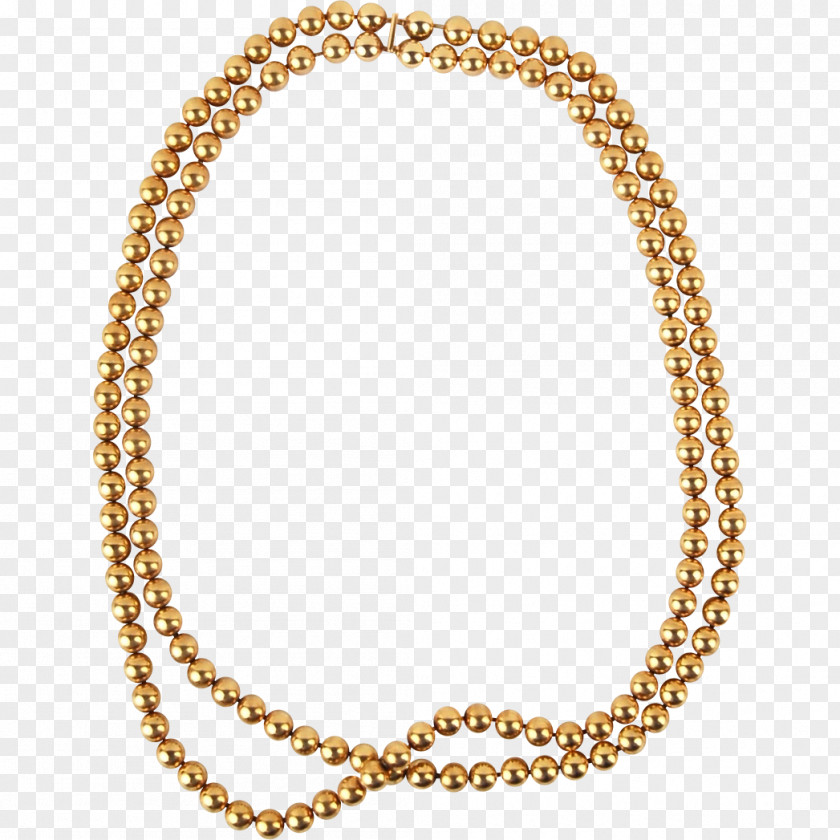 Gold Chain Necklace Jewellery Pearl Bead PNG