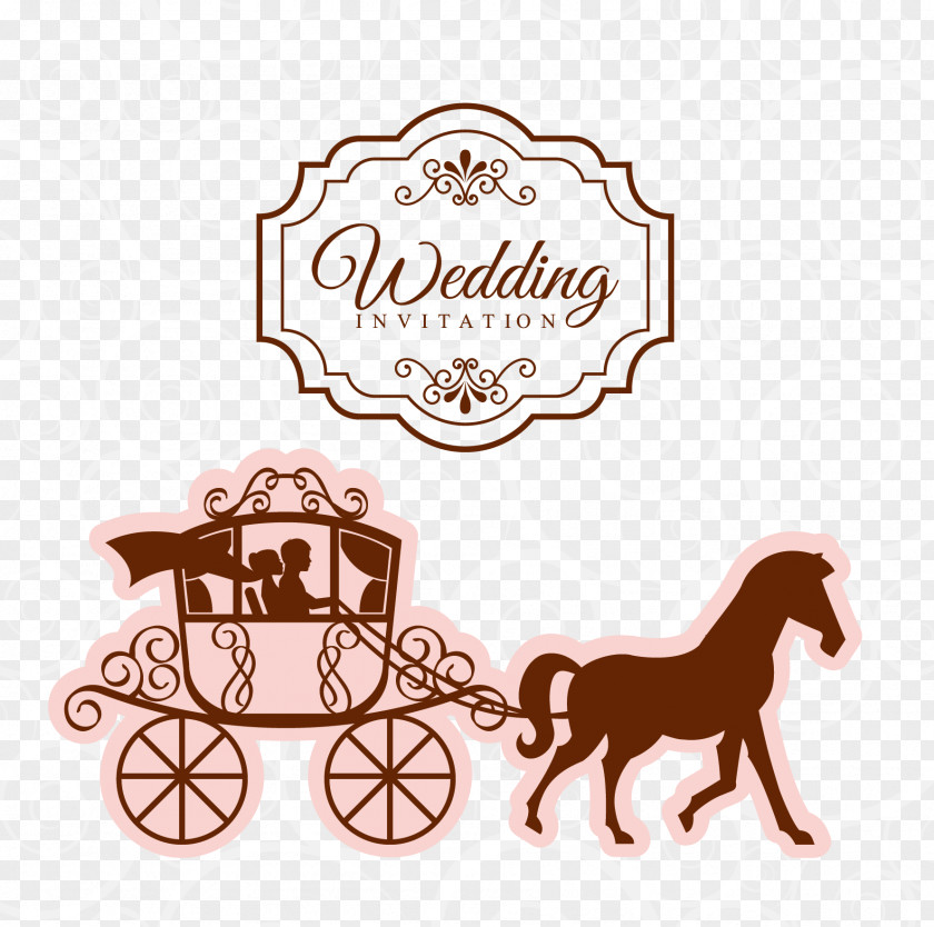 Vector Wedding Car Carriage Invitation Stock Illustration PNG