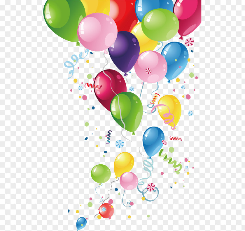 Balloon Ribbon Element Vector Happy Birthday To You Greeting Card PNG