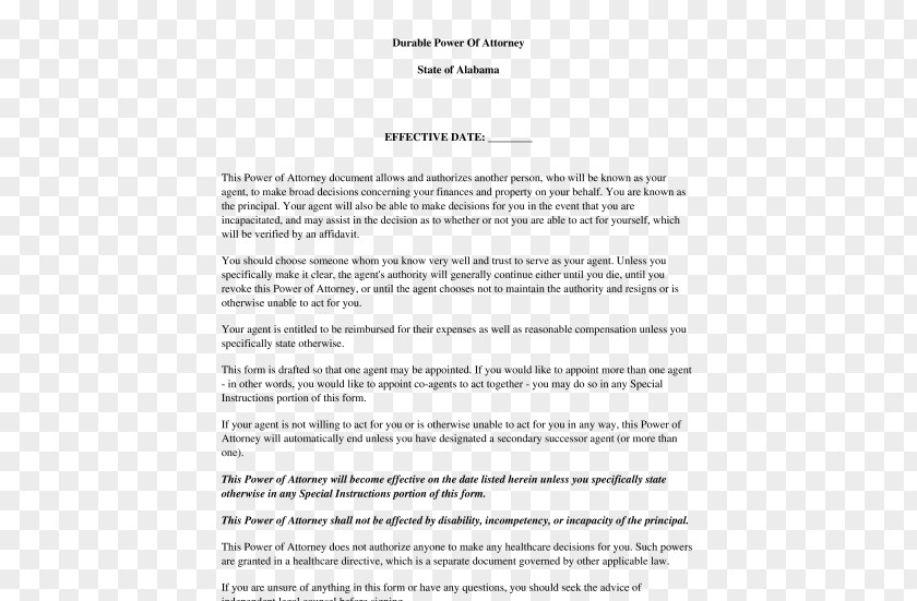Power Of Attorney Document Lawyer Form Template PNG