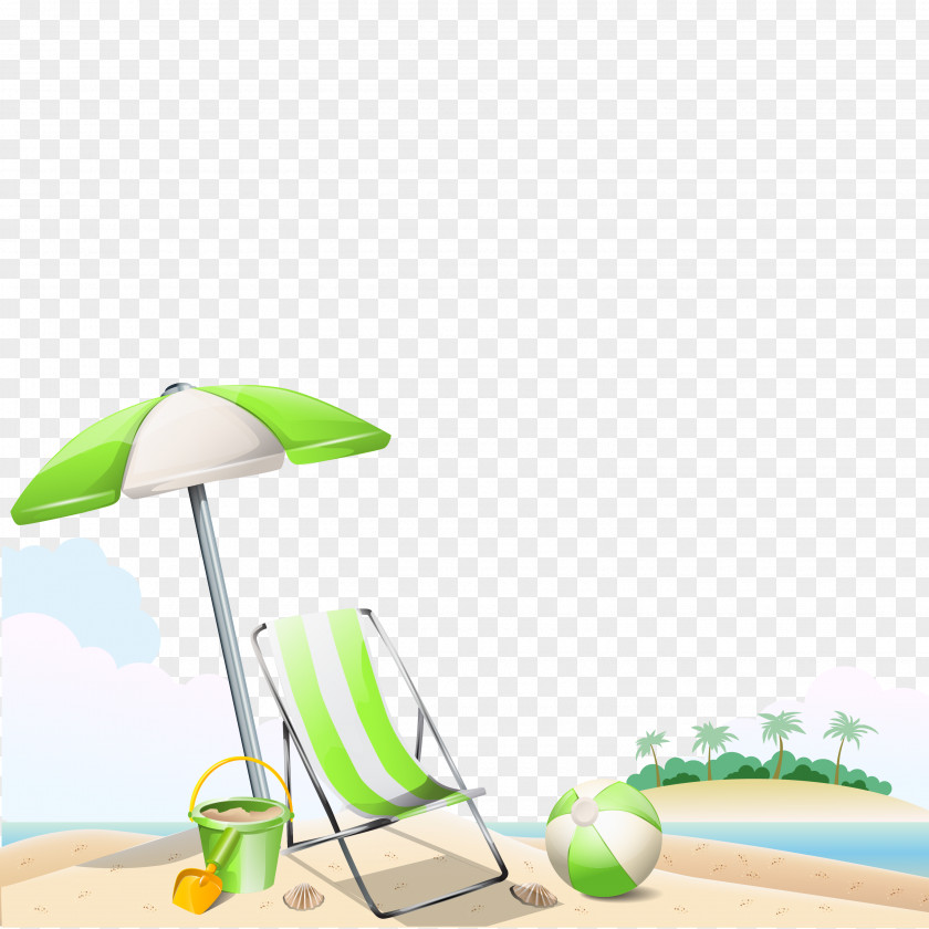 Fresh Summer Vacation Background Vector Material Beach PNG