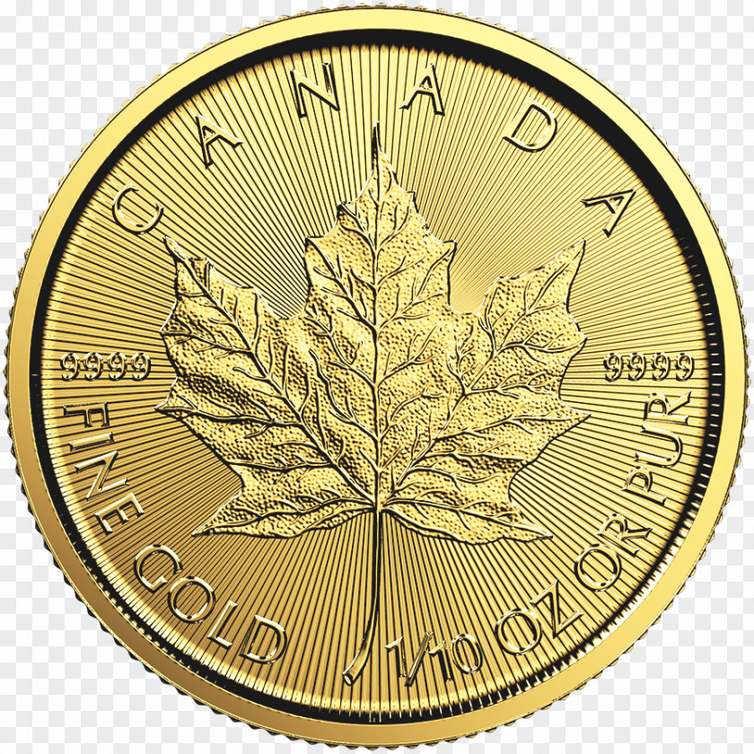 Coin Canadian Gold Maple Leaf Royal Mint Bullion PNG
