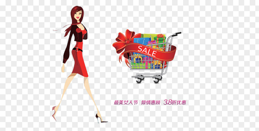 Women's Day Shopping Cart Online PNG