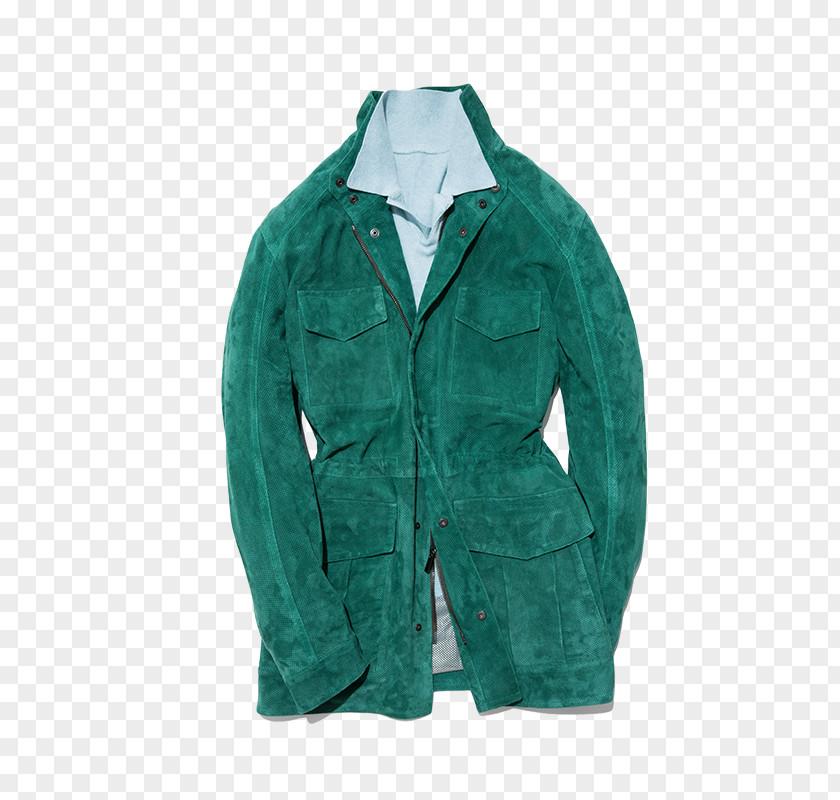 Sheep Suede Coat Jacket Turquoise PNG