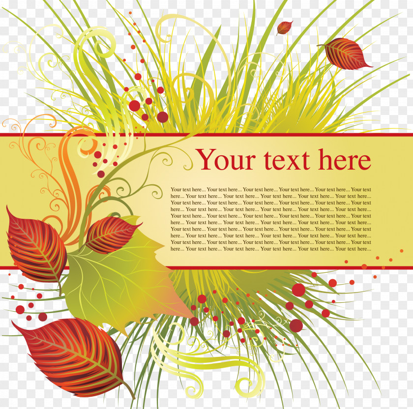 Autumn Grass Label Vector Floral Design PNG