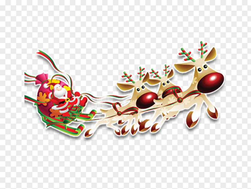 Santa Claus Reindeer Christmas Card PNG