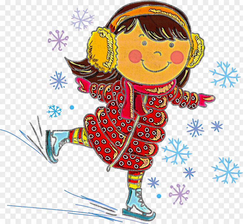 Cartoon Child Art Happy Ice Skating Doodle PNG