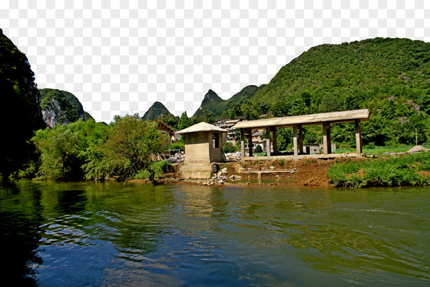 Guizhou Dragon Palace Scenic Area Water Resources Canal Property Landscape Cottage PNG