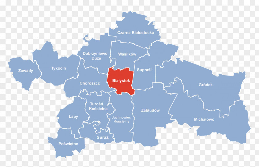 Map Białystok County Department Gmina Trzcianne Jaświły PNG