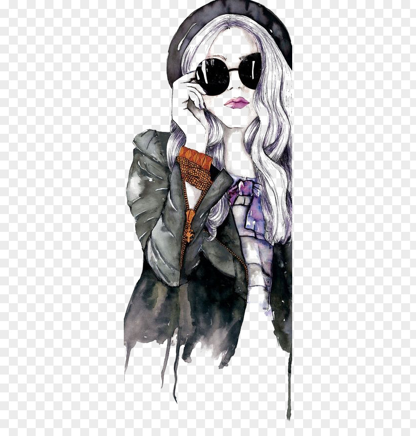 Drawing Girl Illustration PNG Illustration, Fashion Girl, woman wearing sunglasses painting clipart PNG