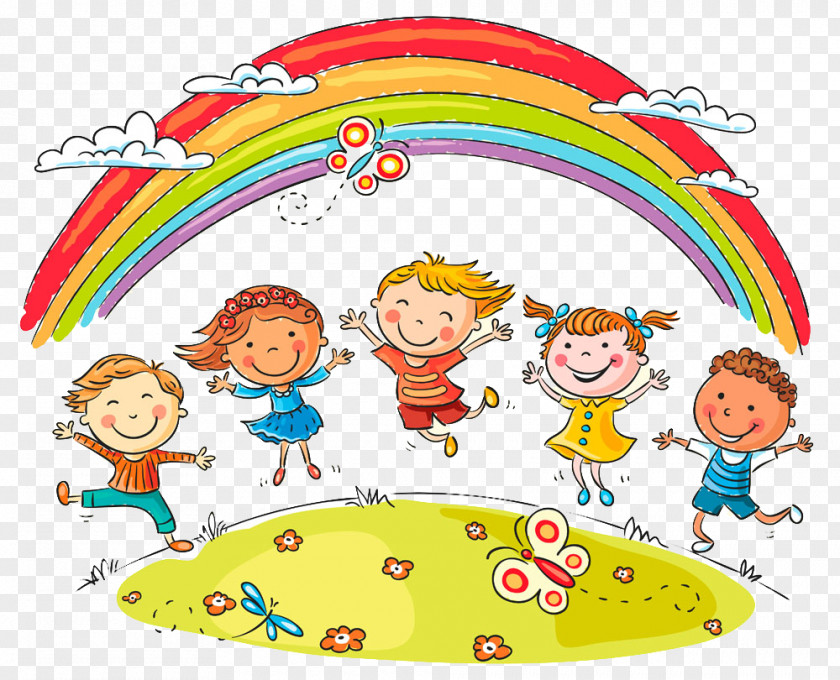 Rainbow Children And Cartoon PNG children and cartoon clipart PNG