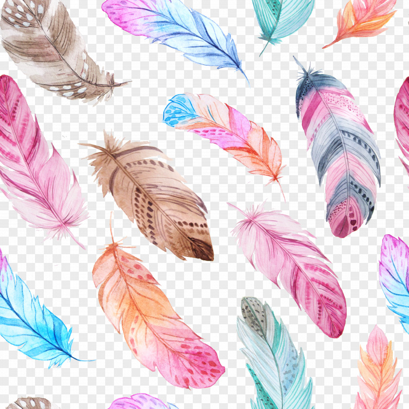 Watercolor Feather Painting Royalty-free Drawing PNG