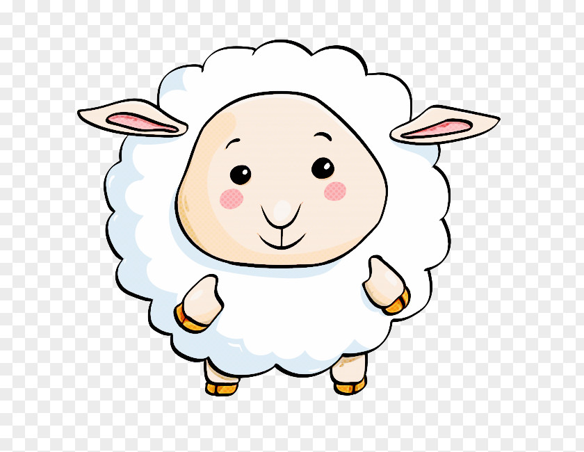 Cowgoat Family Line Art Cartoon Sheep Head Smile PNG