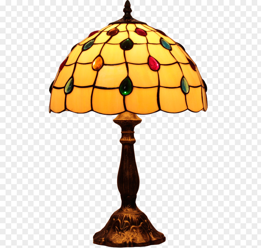 Lamps On Colored Table Lampe De Bureau Tiffany Lamp Lighting PNG