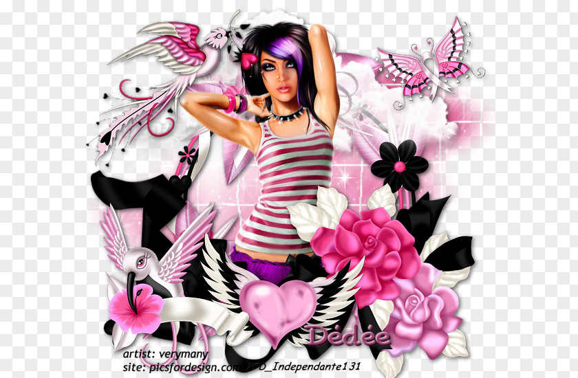 Pink Angel Graphic Design Black Hair M Font PNG