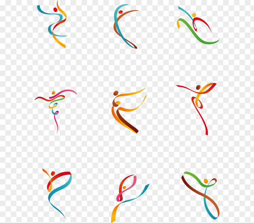 Gymnastics Ribbon Pattern Dance Silhouette Stock Illustration PNG