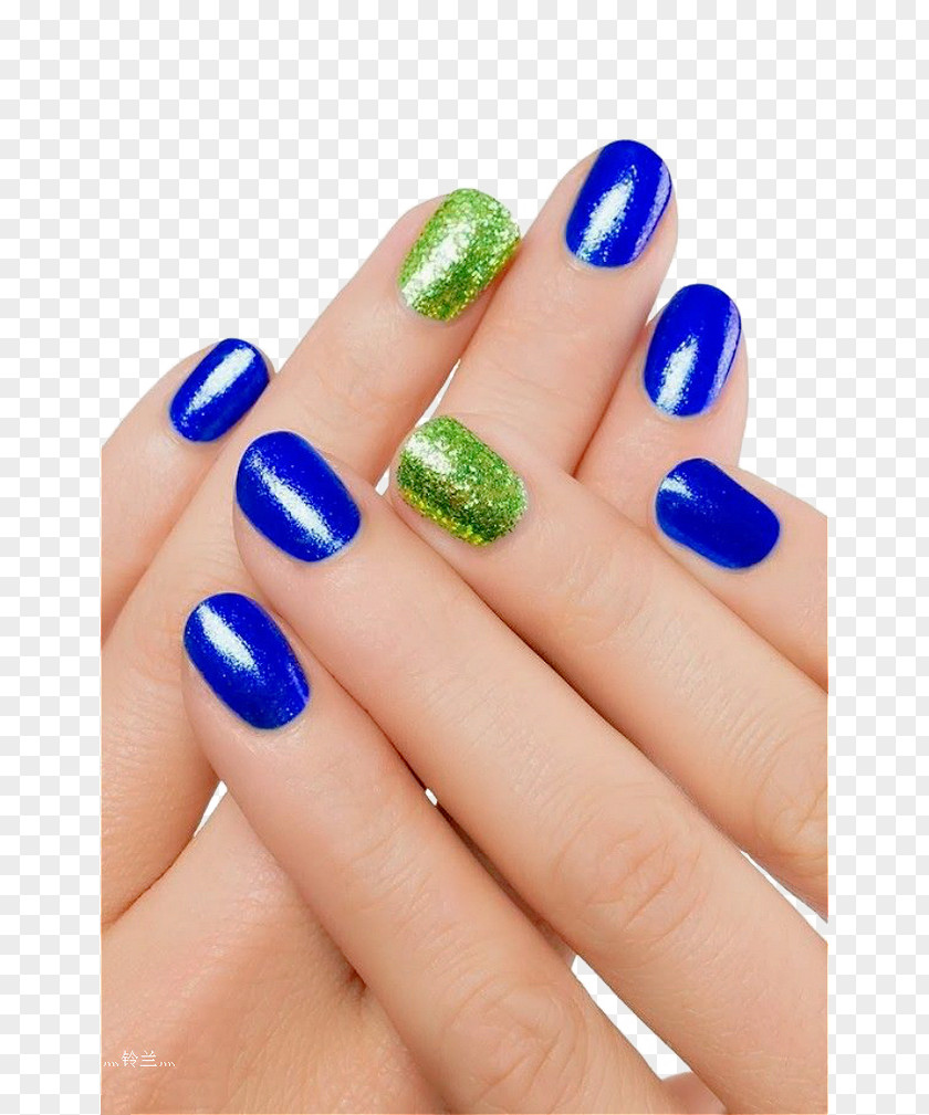 Nail Hand Art Blue Nails Green PNG