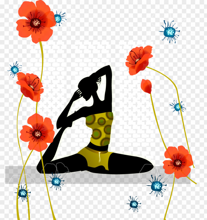 Yoga Beauty And Creative Flowers Designer Computer File PNG