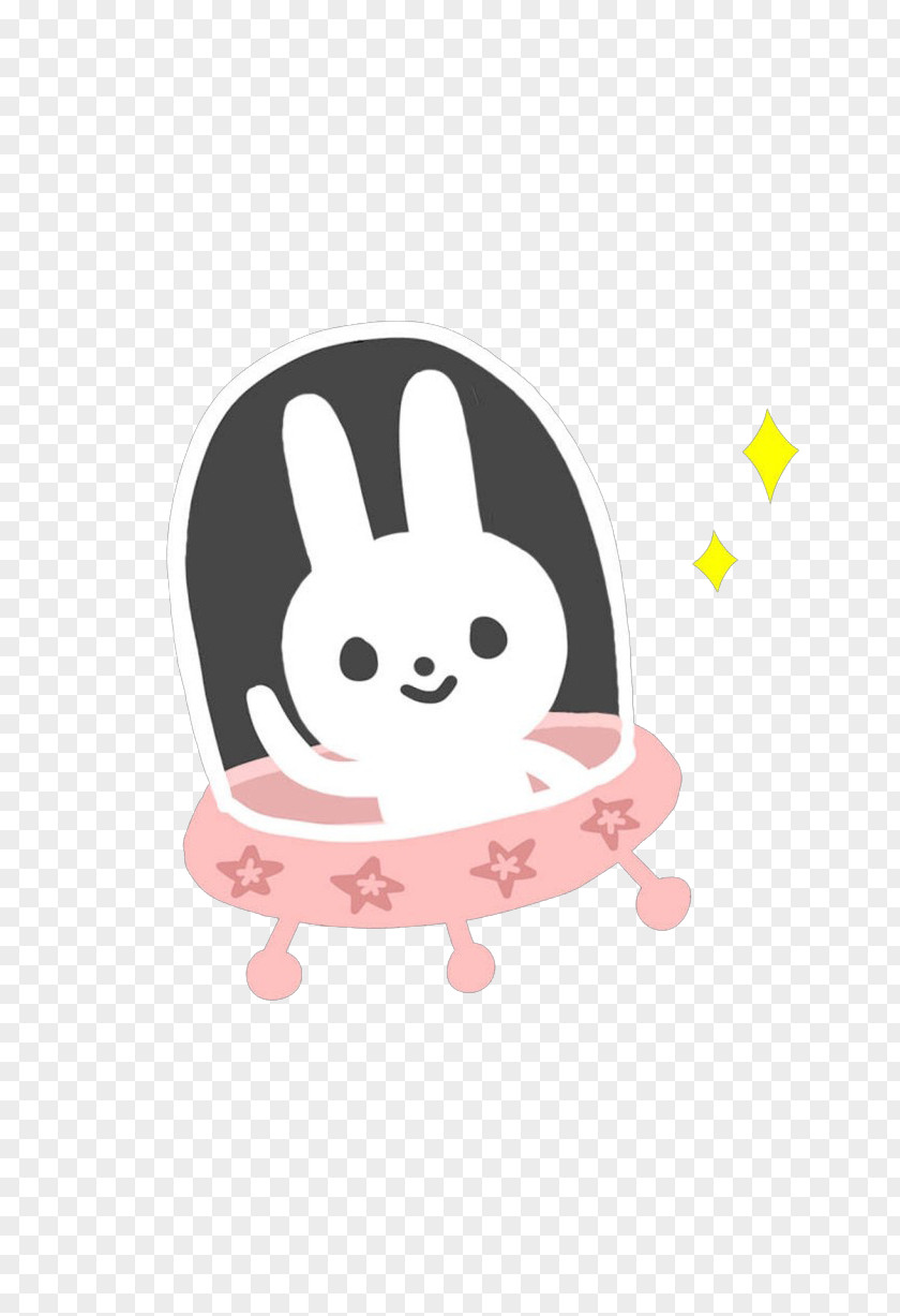 Cartoon Rabbit Sitting Spaceship Illustration PNG